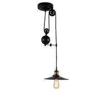 YRYRYW E27 American Style Retro Lifting Chandelier,Creativity Pulley Rope Iron Art Lighting,Suitable For Restaurant Ceiling,Personality Industrial Style Chandelier-Black. 1 Head Household faucets
