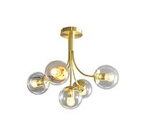 YRYRYW El Frijol mágico de Lujo Ligero Chupa la lámpara Superior, la lámpara de araña de Vidrio E27 Durante la luz, latón Cepillado con la Rama de Globos Blancos de la Rama de la Rama de Techo de la