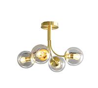 YRYRYW El Frijol mágico de Lujo Ligero Chupa la lámpara Superior, la lámpara de araña de Vidrio E27 Durante la luz, latón Cepillado con la Rama de Globos Blancos de la Rama de la Rama de Techo de la