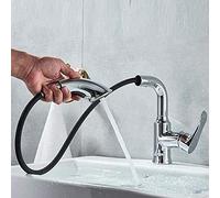 YRYRYW Faucet Chrome Pull out Basin Faucet Deck Mounted Bathroom Vessel Sink Mixers Stream Sprayer Hot Cold Water Tap One Handle Washing Tap Household faucets