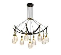YRYRYW G9 Nordic All Copper Light Luxury Crystal Chandelier,Creative Personality Chandelier,Bar Living Room Bedroom Dining Room Sample Light-Black and Copper 9t Household faucets