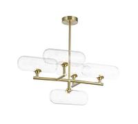 YRYRYW G9 Nordic Creative Handmade Glass Capsule Art Chandelier,Home Living Room Dining Room Bedroom,Postmodern Light Luxury Designer Chandelier-Gold Clear Glass 5 Head Household faucets