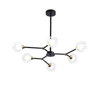 YRYRYW G9 Nordic Retro Molecule Magic Bean Chandelier, Lave Soall Room Living Room, Hogar Bedroom Lighting-Black and Hood 80 * 56cm Household faucets