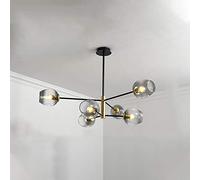 YRYRYW Home Living Room Bedroom Dining Room Study, Concise Magic Bean Chandelier,E27 Nordic Creative Molecular Chandelier-Smoke Gray 6 Head Household faucets