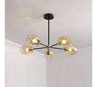 YRYRYW Home Living Room Bedroom Dining Room Study, Concise Magic Bean Chandelier,E27 Nordic Creative Molecular Chandelier-Cognac 5 Head Household faucets