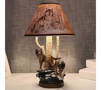 YRYRYW Lamp Bedside Lamp Wolf Desk Light Resin 1 Light Animal Theme Brown LED Reading Light Study Room Table Lamp Creative for Bedroom, Living Room, Room Lamp Household faucets