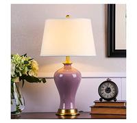 YRYRYW Lamp Ceramic Table Lamp American Ceramic Table Lamps Desk Lamp Purple Ice Crack Glazed Bedside Nightstand Lamp for Bedroom Living Room Sofa Table Lamp Fabric Shade Lamps Household faucets