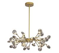 YRYRYW Lámpara de araña Sputnik de Firefly nórdica, rama LED de 54 luces durante la luz de techo colgante de interior ajustable con sombra de vidrio para la sala de estar Gold y humo Household faucets