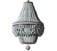 YRYRYW Lámpara de Cuentas de Madera cálida y romántica Francesa, Lámparas de decoración de Comedor de la Sala de Princesas, E14 Wood Art Retro Bohemia Chandelier-Grey y Orange 50 * 80cm Household