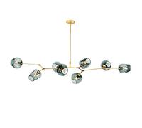 YRYRYW Lámpara de Techo de Sombra de Vidrio Azul, lámpara de Vidrio de Sputnik Molecular nórdico E27 lámpara de Vidrio de Sputnik nórdica, lámpara de Techo Medieval de Hierro Forjado Azul 8 Cabeza de