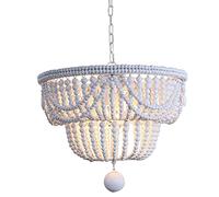 YRYRYW Lámparas de decoración del Comedor de la Sala de Princesas, E14 Arte de Madera Retro Bohemia Chandelier, francés Romantic Wood Bead Lamp-Retro-Retro 50 * 45ｃｍ Household faucets