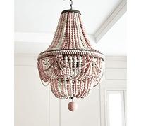 YRYRYW Lámparas de decoración del Comedor de la Sala de Princesas, E14 Wood Art Retro Bohemia Chandelier, francés romántico y cálido lámpara de Cuentas de Madera. 50 * 80cm Household faucets