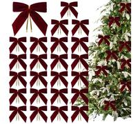 YRYRYW Lazos navideños de Terciopelo - Lazos Decorativos de Terciopelo para Corona, Juego de 24 | Coronas navideñas navideñas para decoración de Envoltura navideña en el hogar, 3,5x3,5 Pulgadas