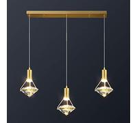 YRYRYW LED Cobre Cobre CARCELAL Diamond CANDELIER DE Multi-Cabeza, Pasillo de la Sala de Estar, luz de Noche de Dormitorio nórdico lámpara de Pared de Lujo y Cristal 3 Placas Rectas Household faucets