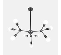 YRYRYW Línea de Personalidad de la línea geométrica del diseñador Americano, Dormitorio de Comedor de Sala de Estar, E27 Post-Creative Chandelier-Black. 9 Cabeza Household faucets