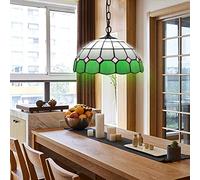 YRYRYW Luz Colgante mediterránea lámpara con Estilo, Arte de Vidrio Manchado de 12 Pulgadas Colgando lámpara de araña barroca Europea para Isla de Cocina, Comedor, Pasillo, e27, Verde Household