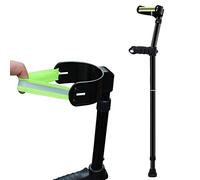 YRYRYW Muleta De Antebrazo De Aluminio Negro con Luces LED Y Empuñadura Ergonómica, Bastón Plegable De Cuatro Patas De Altura Ajustable, para Adultos Mayores con Alturas De 150 A 196 Cm, Soportes