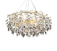YRYRYW para la Sala de Estar del Comedor del Dormitorio, Personalidad Ligera de la Rama de Arte de Aluminio de la Rama de Arte de Aluminio, G9 Nordic Postmodern Crystal Chandelier-Gold. 100 * 40 cm