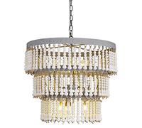 YRYRYW Sala de Estar de Sala de Estar, lámparas desgastadas de Personalidad, luz Decorativa del Dormitorio de Princess Room, E14 Beads de Madera Retro de Estilo Estadounidense Retro-Retro White 55 *