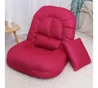 YRYRYW Sillas Plegables de Piso con Respaldo, Respaldo Ajustable de 5 Posiciones, cómodo sillón sin Brazos, Silla para Juegos con Almohada, para Leer, meditar, Jugar,/Rojo a-Talla única Household