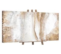 YS-Art Cuadro pintura abstracta hecho a mano en beige con líneas doradas Aesthetics Decoración de pared salon modern Arte murale 120x60 cm