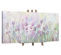 YS-Art Cuadro pintura abstracta hecho a mano Flores en el prado flores de primavera en el prado Decoración para el hogar 120x60 cm