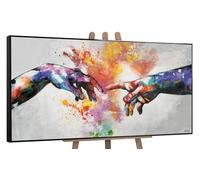YS-Art Pintura hecha a mano Galáctica Decoración de pared salon modern brillantes colores del arco iris en estilo acuarela con marco 160x80 cm