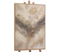 YS -Arte Pintura acrílica sobre lienzo flor con oro con marco Hermosas imágenes pintadas a mano mural sala de estar moderna decoración del hogar verdadera obra de arte 140x100 cm