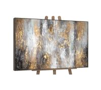 YS Enmarcad Pintura hecha a mano Tonos de gris verde con dorado Vía Láctea II Pintado en acrílico Arte abstracto Decoración del hogar moderno 120x80 cm