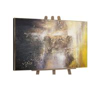 YS Enmarcado Pintura hecha a mano Arte abstracto Universo Pintado en acrílico Colores oscuros con dorado Decoración del hogar 140x100 cm