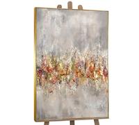 YS Enmarcado Pintura hecha a mano Horizonte luminoso Pintado en acrílico en colores vivos con dorado Decoración modern arte abstracto 140x100 cm