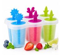 Ys Family Pack 6 Moldes para Polos, Moldes de Helado Casero Reutilizables de Plástico, 3 Colores, Diseño Práctico, Ideal para Helados Caseros, Niños, Fiestas y Verano, 18x12x7 cm