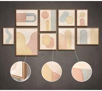 YS Juego de murales pintados a mano sobre lienzo, cuadros acrílicos geométricos abstractos en colores pastel, beige, rosa, azul, decoración moderna de pared para sala de estar, dormitorio, 140 x 80 cm