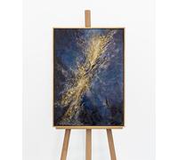YS Lienzo de la Vía Láctea de la Galaxia | Espacio Oscuro Abstracto | Oro Marina Negro Cósmica | 50 x 70 cm Enmarcado | Sala de estar, Estudio, Decoración de declaración