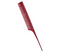 YS Park 106 peine de cola largo con púa de plástico, rojo, 250 mm | Resina de uso aeronáutico resistente al calor, peluquería y color, primer diente corto, paso gradual entre dientes, Japón