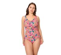 YSABEL MORA. Bañador Moldeador Piqué Estampado Tropical Copa C. Elegancia Sin Aro con Relleno Fijo Y Compresión Ligera Abdominal En Tejido Piqué Texturizado .Colección Lavender.