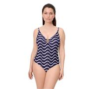 YSABEL MORA. Bañador Reductor Estampado Ondas Marino Copa C. Bañador Reductor con Compresión en Abdomen,Parte Superior sin aro y con Relleno extraíble. Tirantes Regulables. Colección Wave.