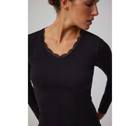 Camiseta mujer manga larga con blonda en el escote YSABEL MORA - Negro / M