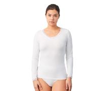 Camiseta mujer manga larga con blonda en el escote YSABEL MORA - Blanco / L