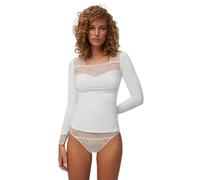 YSABEL MORA - Camiseta Manga Larga Encaje Escote y Puños, Diseño Mediterráneo, Confort Adaptable, Sostenible, Hecho en Valencia, Ideal para Cualquier Ocasión