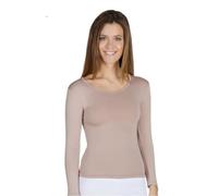 YSABEL MORA Camiseta Térmica para Mujer de Manga Larga. Térmico con Interior Afelpado para Invierno. Ropa Térmica de Frío Extremo para Deporte y Nieve. Color Visón. Talla L