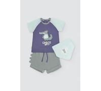 YSABEL MORA Conjunto bebé 3 piezas camiseta, short y bandana Crocodino (Verde, 3 meses)
