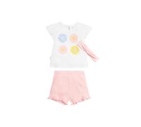 YSABEL MORA Conjunto bebé de 3 Piezas. Colección Baby Garden. Confeccionado en Suave Algodón, Camiseta de Manga Corta con Estampado Floral, Perfecta para un Look Completo y Divertido..
