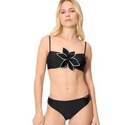 YSABEL MORA. Conjunto de Bikini Bandeau Copa B. Top Sin Aro con Relleno Extraíble. Detalle de Flor 3D en el Top Look Minimalista y Sofisticado .Colección Gelato.