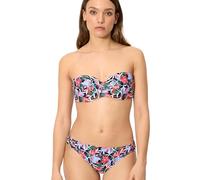 YSABEL MORA. Conjunto De Bikini Bandeau Estampado Tropical Copa B. con Aro Y Relleno. Tirantes Regulables Y Desmontables. Braga Mini. Look Veraniego Y Cómodo. Colección Island.