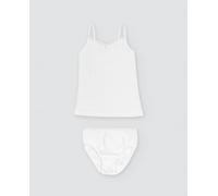 Ysabel Mora Conjunto infantil de camiseta y braguita con tejido de algodón natural. Blanco 10 Años
