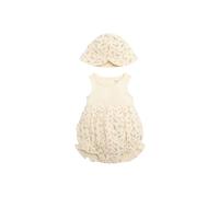 YSABEL MORA Conjunto Ranita Bebé. Colección Kitty Cream. Veraniego. 2 Piezas con Ranita Sin Mangas y Gorrito a Juego, Confeccionado en Algodón. Estampado con Gráficos.