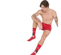 YSABEL MORA Pack Bóxer y Calcetines Navidad, Regalo Ideal, Cascanueces, Ropa Interior Navidad Hombre, Calcetines Navideños, Calzoncillos Navidad (FR/ES, Letras, XL, Regular, Regular)