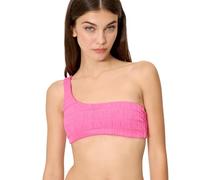 YSABEL MORA. Top Bikini Asimétrico Textura Negro Copa B. Top De Bikini Asimétrico De Un Solo Tirante Sin Aro con Relleno Extraíble. Colección Strawberry.