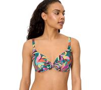 YSABEL MORA. Top Bikini con Aro Estampado Hojas Copa C. Patrón Clásico con Aro Y Relleno Fijo Que Ofrece Soporte Óptimo Gracias A Sus Tirantes Anchos Y Cierre De Broche .Colección Turquoise.